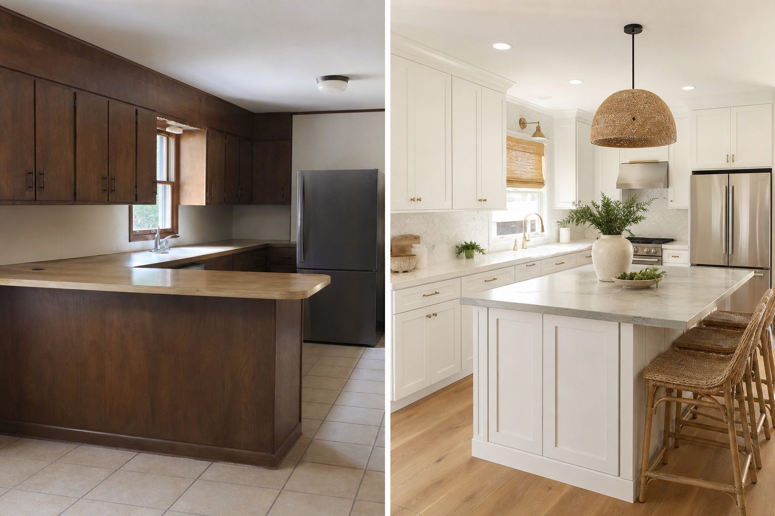 AI-generated concept image representing an updated 1975 kitchen renovation in Mount Pleasant, South Carolina